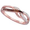 Image 1 : 0.08 CTW Red Colored Diamond Woven Band 10K Rose Gold