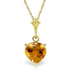 Genuine 1.15 ctw Citrine Necklace Jewelry 14KT Yellow Gold - REF-19K4V