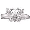 Image 1 : 0.1 CTW Natural Diamond Butterfly Bug Nature Small Dainty Ring 14K White Gold