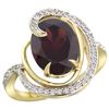 Image 1 : Natural 6.53 ctw garnet & Diamond Engagement Ring 14K Yellow Gold - REF-80K7R