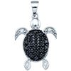 Image 1 : 0.3 CTW Black Colored Natural Diamond Turtle Tortoise Shell Pendant 10K White Gold