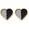 Image 1 : 0.25 CTW Black Colored Diamond Cluster Screwback Earrings 10K White Gold
