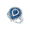Image 1 : 1 CTW Blue Colored Diamond Teardrop Cluster Ring 10K White Gold
