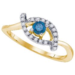 0.32 CTW Blue Colored Diamond Solitaire Bridal Engagement Ring 10K Yellow Gold