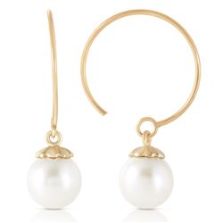 Genuine 4 ctw Pearl Earrings Jewelry 14KT Yellow Gold - REF-15X6M