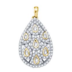 0.94 CTW Natural Diamond Teardrop Cluster Pendant 10K Yellow Gold