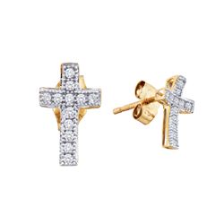 0.1 CTW Natural Diamond Cross Earrings 10K Yellow Gold