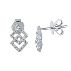 Genuine 0.24 TCW 14K White Gold Ladies Earring - REF-31Y3X