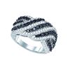 Image 1 : 1.50 CTW Black Colored Diamond Striped Cocktail Band 10K White Gold