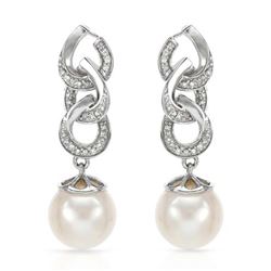 14KWhite Gold 11.32 CTW Pearl & Diamond Earring - REF-50A6N