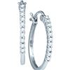 Image 1 : 0.24 CTW Pave Natural Diamond Slender Small Dainty Fine Fancy Hoop Earrings 14K White Gold