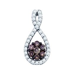 0.38 CTW Cognac-brown Colored Diamond Cluster Pendant 10K White Gold