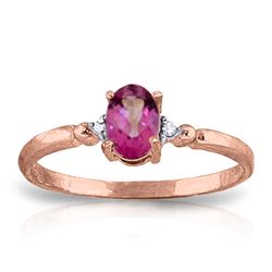 Genuine 0.46 ctw Pink Topaz & Diamond Ring Jewelry 14KT Rose Gold - REF-27H3X