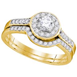 0.55 CTW Natural Diamond Halo Bridal Engagement Ring 14K Yellow Gold