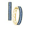 Image 1 : 0.5 CTW Blue Colored Diamond Hoop Earrings 10K Yellow Gold