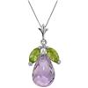 Image 1 : Genuine 7.2 ctw Amethyst & Peridot Necklace Jewelry 14KT White Gold - REF-30P5H
