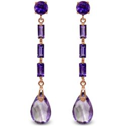 Genuine 8.6 ctw Amethyst Earrings Jewelry 14KT Rose Gold - REF-43X3M