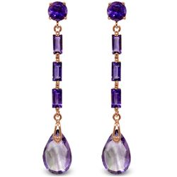 Genuine 8.6 ctw Amethyst Earrings Jewelry 14KT Rose Gold - REF-43X3M