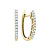 Image 1 : 0.25 CTW Natural Pave-set Diamond Slender Oblong Classic Hoop Earrings 14K Yellow Gold