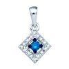 Image 1 : 0.2 CTW Blue Colored Diamond Square Pendant 10K White Gold
