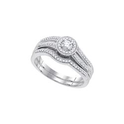 0.33 CTW Natural Diamond Halo Bridal Engagement Ring 10K White Gold