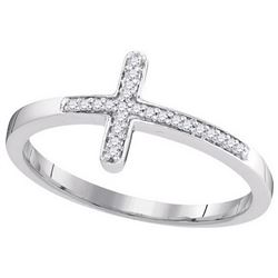 0.06 CTW Natural Diamond Cross Faith Band 10K White Gold