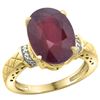 Image 1 : Natural 5.53 ctw Ruby & Diamond Engagement Ring 10K Yellow Gold - REF-52Z3Y