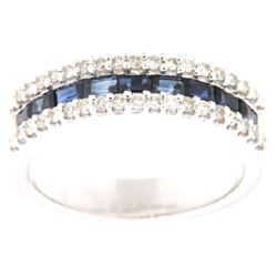 14K White Gold 1.27CTW Ladies Sapphire Ring - REF-100F4M