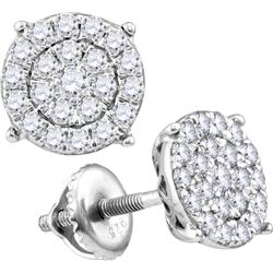 0.96 CTW Natural Diamond Cluster Earrings 10K White Gold