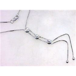 14K White Gold 0.2CTW Diamond Necklace - REF-37K9R