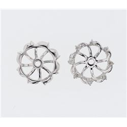 14K White Gold 0.07CTW Diamond Earring Jackets - REF-14X5Y