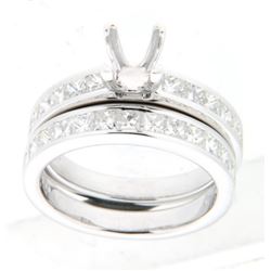 14K White Gold 1.8CTW Diamond Wedding Ring Set - REF-345R3K
