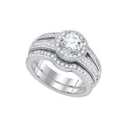 1.33 CTW Natural Diamond Halo Bridal Engagement Ring 14K White Gold