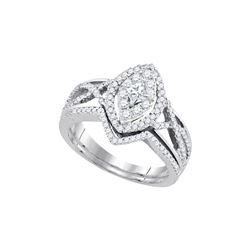 0.88 CTW Natural Diamond Princess Bridal Engagement Ring 14K White Gold