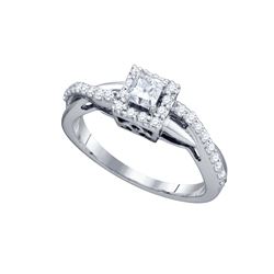 0.5 CTW Princess Natural Diamond Princess Bridal Engagement Ring 14K White Gold