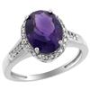 Image 1 : Natural 2.49 ctw Amethyst & Diamond Engagement Ring 14K White Gold - REF-42M2H