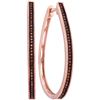 Image 1 : 0.25 CTW Red Colored Natural Diamond Slender Large Unique Hoop Earrings 10K Rose Gold