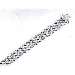 18K White Gold 3.35CTW Diamond Multi-Row Bracelet - REF-508X8Y