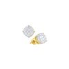 Image 1 : 0.5 CTW Princess Natural Diamond Soleil Cluster Stud Screwback Earrings 14K Yellow Gold