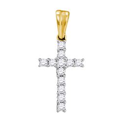 0.25 CTW Natural Diamond Cross Faith Pendant 10K Yellow Gold