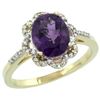 Image 1 : Natural 1.85 ctw Amethyst & Diamond Engagement Ring 14K Yellow Gold - REF-38W6K