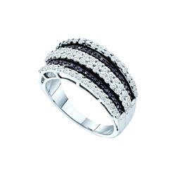 0.8 CTW Black Colored Diamond Striped Band 14K White Gold