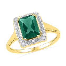 1.81 CTW Emerald Lab-Created Emerald Solitaire Ring 10K Yellow Gold