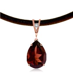 Genuine 6.01 ctw Garnet & Diamond Necklace Jewelry 14KT Rose Gold - REF-49T2A