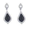 Image 1 : 2.15 CTW Black Colored Diamond Dangle Earrings 10K White Gold