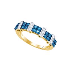 0.7 CTW Blue Colored Diamond Band 10K Yellow Gold