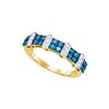 Image 1 : 0.7 CTW Blue Colored Diamond Band 10K Yellow Gold