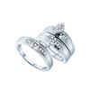 Image 1 : 0.33 CTW His & Hers Natural Diamond Cluster Matching Bridal Ring 14K White Gold