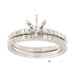 14K White Gold 0.3CTW Diamond Wedding Ring Set - REF-59A3N