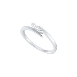 0.1 CTW Natural Diamond 3-stone Promise Bridal Engagement Ring 10K White Gold
